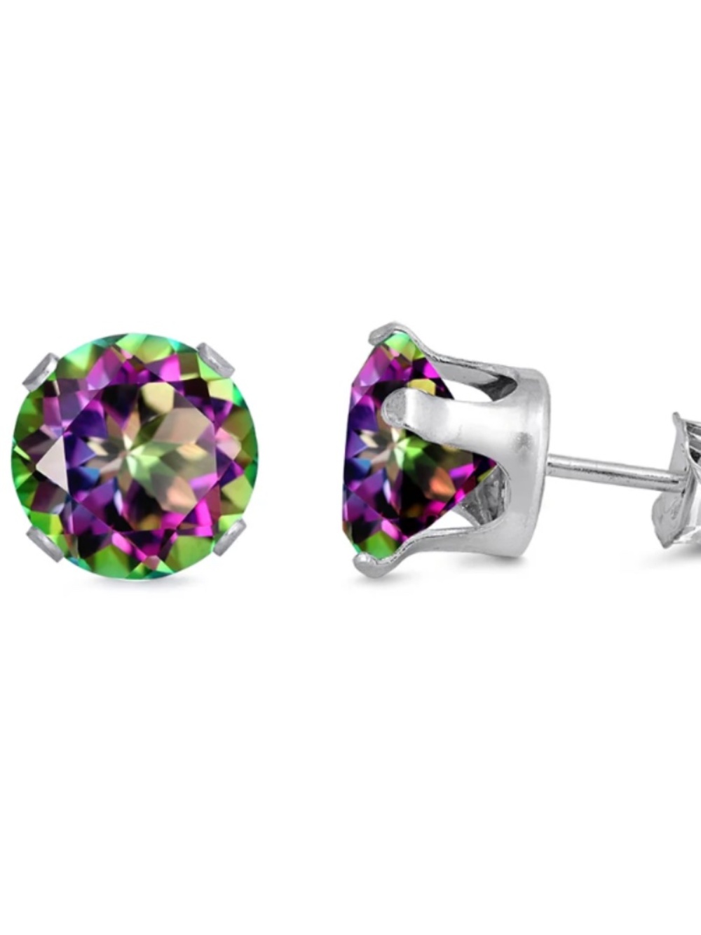 Sterling Silver 6mm Mystic Topaz Stud Earrings